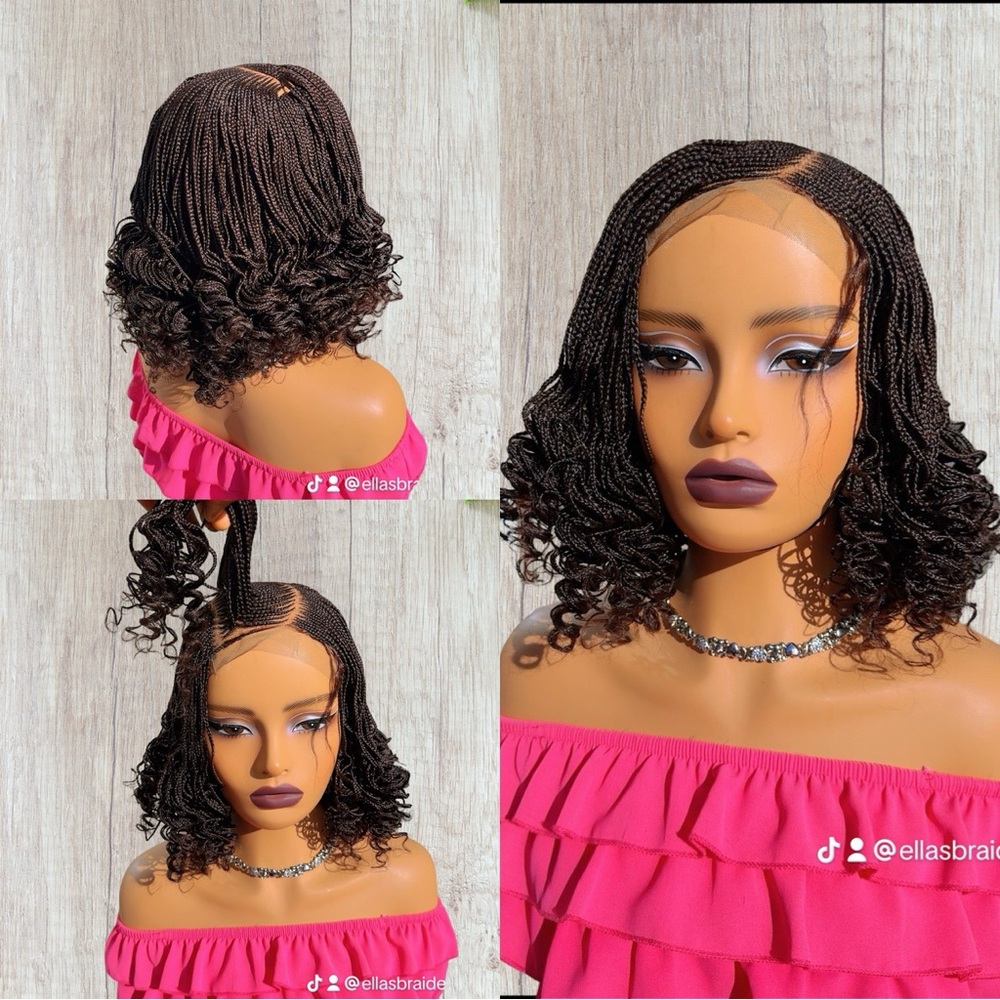 Brown Curly Wig Color #33 lace closure braided wig